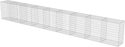 Galvanized Steel Gabion Wall with Covers, Gabion Mesh Wire Wall Panel Galvanized Steel Garden Stone Wire Basket Fencing Patio Decorative Fence, 354"x19.7"x39.4",-187