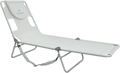 Ostrich 72 by 22 Inch Versatile Chaise Lounge Portable Reclining Lounger, Outdoor Patio, Beach, Lawn, Camping, or Pool Tanning Chair, White