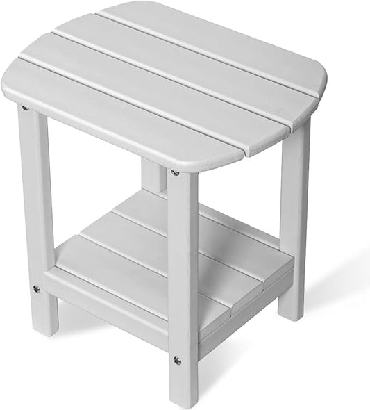 Adirondack Square Outdoor Side Table,2-Tier Storage Patio Side Table with Weatherproof HDPE Material Low