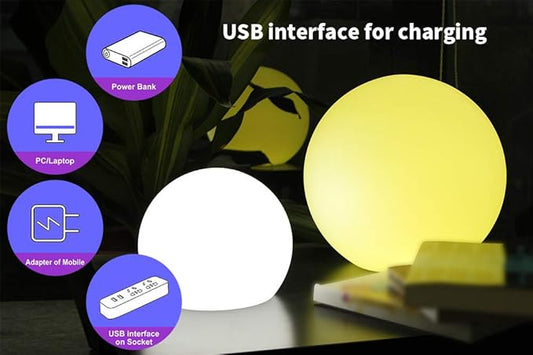 YESIE 8-Inch Floating Pool Light, Rechargeable LED Ball Light, Remote Control, Hot tub Accessories,Bathtub Lamp,16 RGB Colors Outdoor Patio Orb Home Decoration