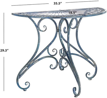 SAFAVIEH Outdoor Collection Annalise Victorian Antique Blue Accent Table
