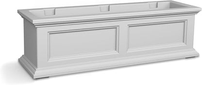 Mayne Fairfield 3ft Window Box, Self Watering Flower Box with Double Wall Design, All Season Fade Resistant Outdoor Window Planter With Steel Mounting Bracket, White