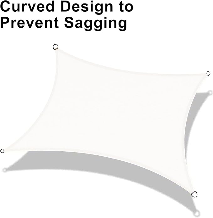 LOVE STORY 8' x 12' Rectangle White Sun Shade Sail Canopy UV Block Cover for Outdoor Patio Garden Backyard