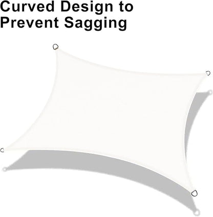 LOVE STORY 8' x 12' Rectangle White Sun Shade Sail Canopy UV Block Cover for Outdoor Patio Garden Backyard