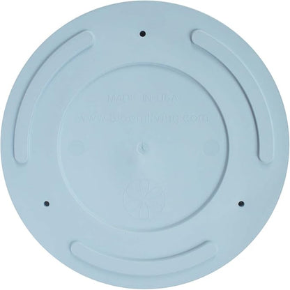 Bloem Mathers 8" Misty Blue Round Modern Resin Garden Planter Pot with Drainage Holes and Removable Saucer Tray Included