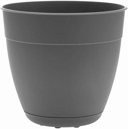 Bloem Dayton 6" Charcoal Round Planter Pot with Drainage Holes and Removable Saucer for Indoor or Outdoor Gardening, Made in USA