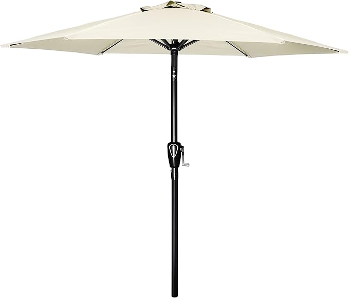 Simple Deluxe 9' Patio Umbrella Outdoor Table Market Yard Umbrella with Push Button Tilt/Crank, 8 Sturdy Ribs for Garden, Deck, Backyard, Pool, Creamy White
