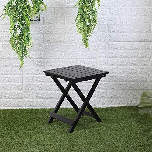 Patio Outdoor Rocking Chairs Small Foldable Side Table Set of 3 Piece Porch Wooden Rockers Folding End Table Furniture Indoor Outside Balcony Lawn and Bistro, Black