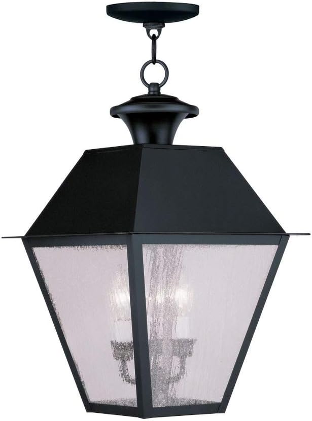 Livex Lighting 2170-04 Mansfield 3-Light Outdoor Hanging Lantern, Black
