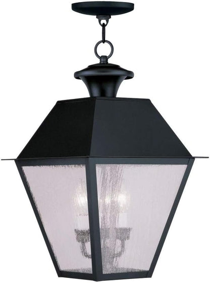 Livex Lighting 2170-04 Mansfield 3-Light Outdoor Hanging Lantern, Black