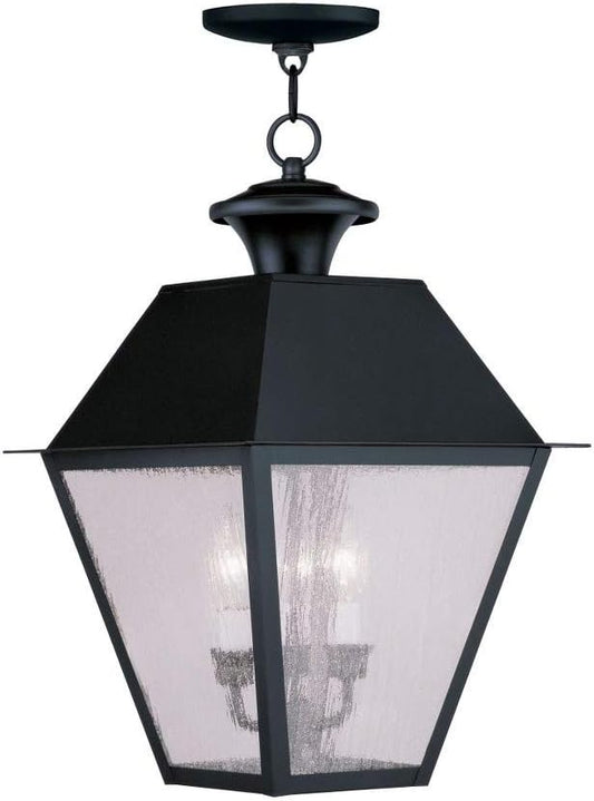 Livex Lighting 2170-04 Mansfield 3-Light Outdoor Hanging Lantern, Black