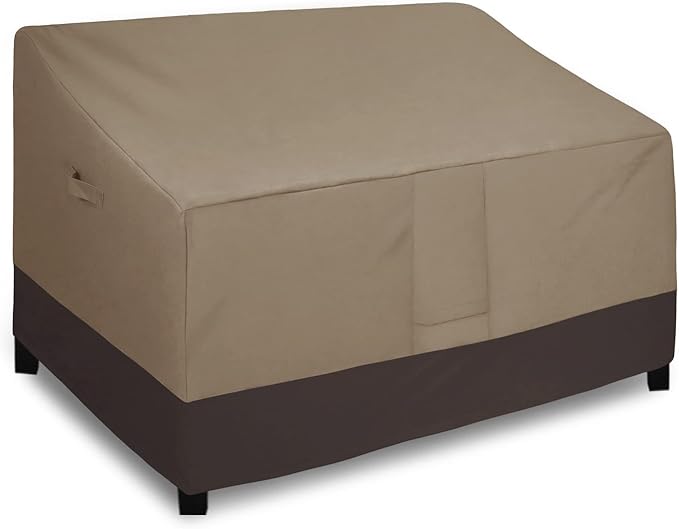 Easy-Going Camel/Dark Brown Waterproof Heavy Duty 3-Seater Patio Sofa Cover, 62Wx40Dx32H inch