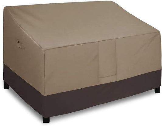 Easy-Going Waterproof Outdoor Loveseat Protect, Heavy Duty 2-Seater Patio Couch Windproof Furniture Cover with Air Vent (58Wx32.5Dx31H inch, Camel/Dark Brown)
