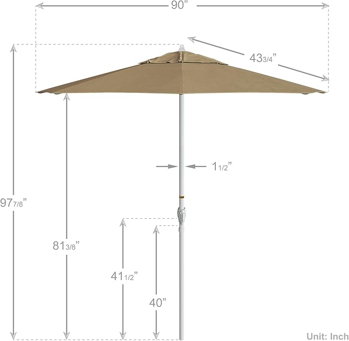 California Umbrella 7.5' Rd Aluminum Patio Umbrella, Crank Lift, Auto Tilt, White Finish