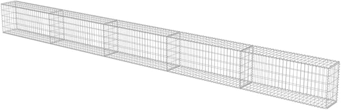 Galvanized Steel Gabion Wall with Covers, Gabion Mesh Wire Wall Panel Galvanized Steel Garden Stone Wire Basket Fencing Patio Decorative Fence, 236"x11.8"x19.7",-183