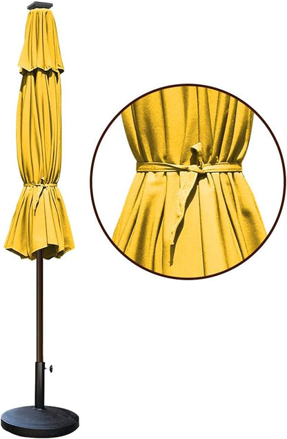 EliteShade USA 10-Year-Non-Fading Solar 9ft Market Umbrella with 80 LED Lights Patio Umbrellas Outdoor Table Umbrella with Ventilation, Sunflower Yellow