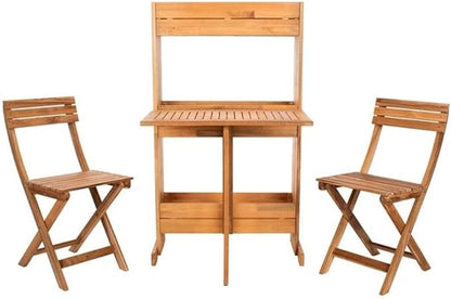 SAFAVIEH PAT7047A Outdoor Collection Barley Natural Flower Shelf 3-Piece Bistro Set