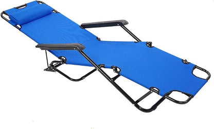Outdoor Folding Chaise Lounge Chair, Patio Sun Lounger Reclining Beach Chair Sun Patio Pool Lawn Recliner Chair