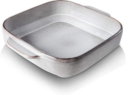 KOOV Ceramic Bakeware, 8x8 Baking Dish, Square Baking Pan, Ceramic Baking Dish, Brownie Pans for Cake Dinner, Kitchen, Reactive Glaze (Variable Grey)
