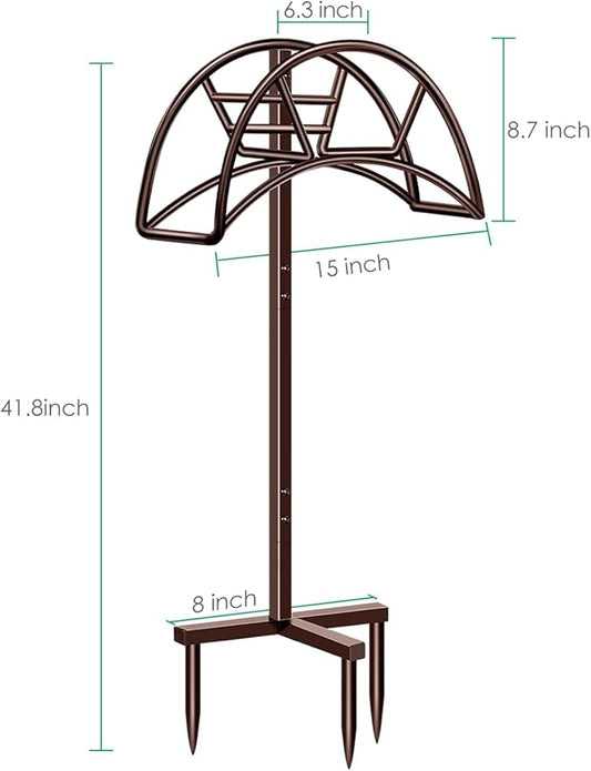 TomCare Garden Hose Holder Detachable Metal Water Hose Holder Hose Hanger Heavy Duty Free Standing Hose Storage Stand for Outside, Brown