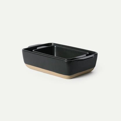 Mora Ceramic Set of 2 Baking Dishes For Casserole, Banana Bread, Brownies, Broiling, Roasting, and Baking. 7x11 in and Loaf Pans - Porcelain Serving Bakeware from Oven to Table. Freezer Safe - Liquorice