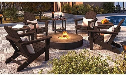 SERWALL Folding Adirondack Chair Set of 2 for Patio Garden Outdoors Fire Pit-Coffee