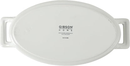 Gibson Home Gracious Dining Oval Au Gratin Baking Dishes, 4-Piece Set – 15 oz Oven Safe Ceramic Small Casserole Dishes with Handles, Microwave & Dishwasher Safe Mini Bakeware, White