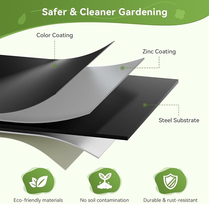 COMHOMA 3 Pack Raised Garden Bed 4x2x1ft,Galvanized Metal Planter Box Kit for Outdoor Gardening,Large Vegetable Flower Growing Beds with Gloves Tools,Black