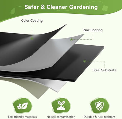 COMHOMA 2 Pack Raised Garden Bed 4x2x1ft,Galvanized Metal Planter Box Kit for Outdoor Gardening,Large Vegetable Flower Growing Beds with Gloves Tools,Black