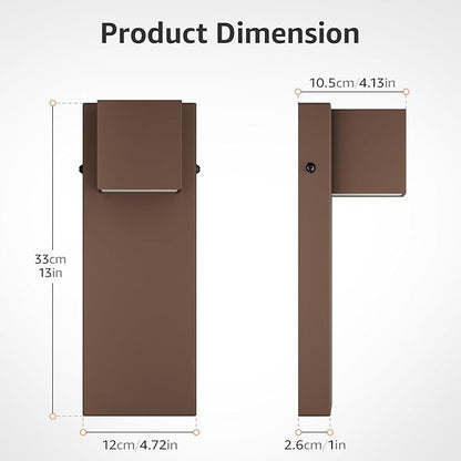 2 Pack 13" Modern Outdoor Led Wall Light,16W 3000K 1200Lumen Porch & Patio Hardwired Wall Mount Wall Sconces,Exterior IP65 Waterproof Aluminum Wall Lamp for Front Door Garage Garden(Rust)