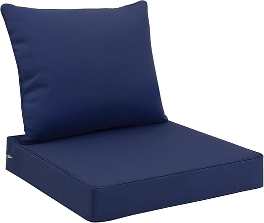Favoyard Outdoor Seat Cushion Set 22 x 24 Inch Waterproof & Fade Resistant Patio Furniture Cushions with Removable Cover Deep Seat & Back Cushion with Handle and Adjustable Straps for Chair Sofa Couch