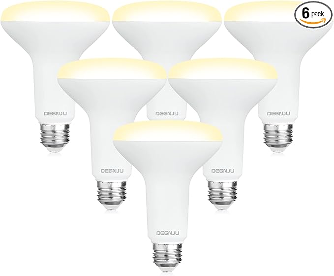 BR30 LED Bulb, Dimmable Flood Lights Indoor CRI80 7W Equivalent 65W 2700K Soft White 650 Lumens, 15000 Lifetime Hours Recessed Light Bulbs, Interior E26 Base LED Can Light Bulbs, 6 Pack