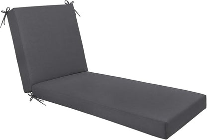 Outdoor Chaise Lounge Cushion - Waterproof & Fade Resistant Patio Lounger Cushions with Removable Cover for Pool, Deck, Lawn .70 x 22 x 4 Inch (Dark Gray)