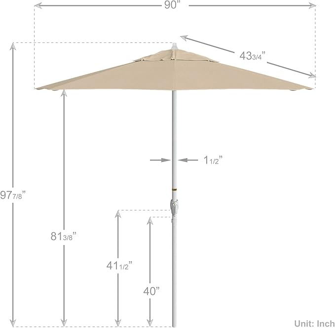 California Umbrella 7.5' Rd Aluminum Patio Umbrella, Crank Lift, Auto Tilt, White Finish