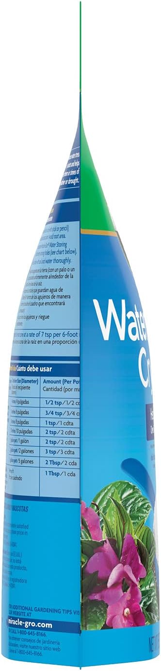Miracle-Gro Water Storing Crystals, Helps Prevent Over and Underwatering in Outdoor and Indoor Plants, 12 oz.