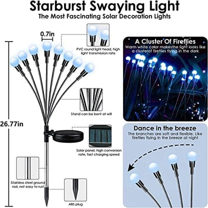 Albelt 6-Pack Solar Outdoor Lights for Garden Decorations, 48 LED Super Bright Firefly Light (Sway by Wind), New Upgraded Solar Lights Outside Waterproof for Outside Pathway Patio Yard Porch (Blue)