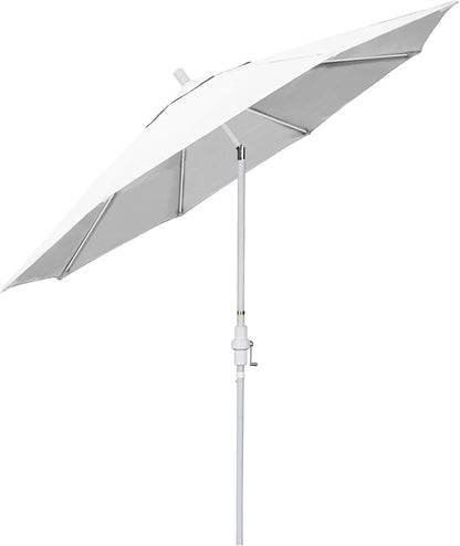 California Umbrella 11Ft Fiberglass Rib Patio Umbrella, Hand-Crank, Tilt-Collar, White Frame, Solution Dyed White Fabric