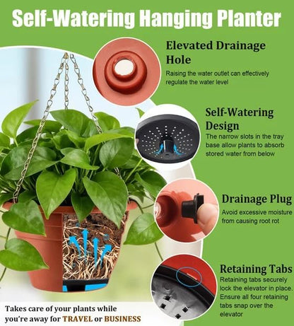 RooTrimmer Hanging Planters 11 Inch, 3 Pcs Flower Pots with Drainage H –  LuxaLeaf