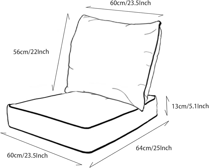 COZYVIDA Outdoor/Indoor 23.5x25 inch Deep Seat Patio Cushions Set of 2 Resilient Foam Filling Water Repellent Stain-Resistant UV Resistant Weather Resistant Patio Cushions Midnight