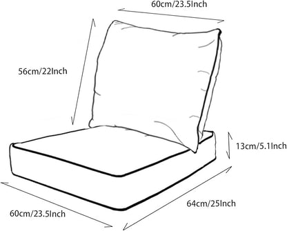COZYVIDA Outdoor/Indoor 23.5x25 inch Deep Seat Patio Cushions Set of 2 Resilient Foam Filling Water Repellent Stain-Resistant UV Resistant Weather Resistant Patio Cushions Chili