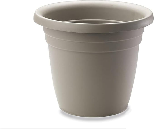 Crescent Too Indoor-Outdoor Emma Round Plastic Flowerpot 12 Inches Colored Planter (Capuccino)