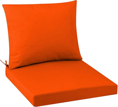 Outdoor Seat Cushion Set 24 x 24 In, Water-Resistant & Fade-Resistan, Patio Furniture Cushions with Removable Cover Deep Seat & Back Cushion with Handle and Adjustable Straps for Chair Sofa,1PC