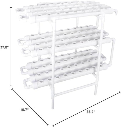 Hydroponics Growing System Kit,108 Plant Sites 3 Layers Food-Grade PVC-U Pipes Hydroponic Grow Kit Gardening System with Water Pump, Timer,Net Pots and Sponge for Vegetables,Fruits,Herb