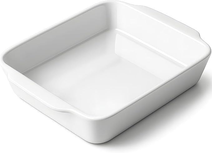 HOMBENE 3 QT Wide Ceramic Baking Dish, White Casserole Dish with, Lasagna Pan for Oven, Ceramic Baking Pan, Kitchen Decor, Microwave Oven Safe, Dinner, Wedding (9.4" x 11.8")