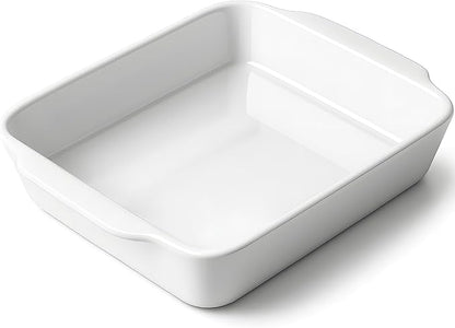 HOMBENE 3 QT Wide Ceramic Baking Dish, White Casserole Dish with, Lasagna Pan for Oven, Ceramic Baking Pan, Kitchen Decor, Microwave Oven Safe, Dinner, Wedding (9.4" x 11.8")