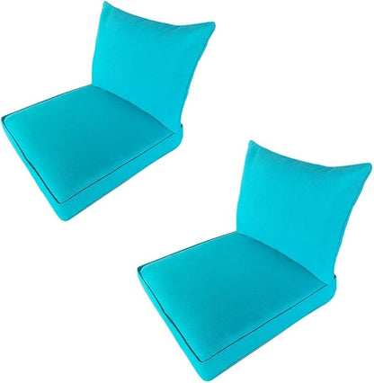 MEETHASUNY Outdoor Patio Furniture Replacement Cushions,25X25X5 Inch Deep Seat Chair Seat Back Cushion Set,All Weather Breathable Sectional Cushions for Patio Furniture Couch Loveseat,Turquoise Blue