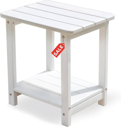 Adirondack Square Outdoor Side Table,2-Tier Storage Patio Side Table with Weatherproof HDPE Material Low