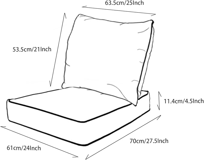 COZYVIDA Outdoor/Indoor 24x27.5 inch Deep Seat Patio Cushions Set of 2 Resilient Foam Filling Water Repellent Stain-Resistant UV Resistant Weather Resistant Patio Cushions Putty