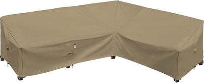 Heavy Duty Outdoor Sectional Sofa Cover, 115"X83" L-Shaped Waterproof 600D Patio Couch Cover, Lawn Patio Furniture Covers (Desert Khaki, L-Shaped-Right Facing-115 x83)