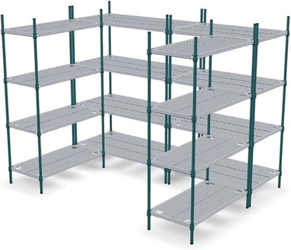 NSF 7' x 5' Walk-in 4-Tier Shelving Unit Kit with Drop Mat Shelf Liner, Commercial Storage Rack Unit, Organizer Shelves System Kit, Heavy Duty Racking for Storage, Shelving Kits (Green Epoxy)